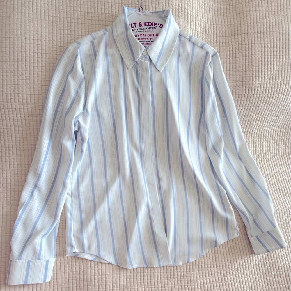 Philosophy Blue and White Button Down Shirt with Classic Stripes